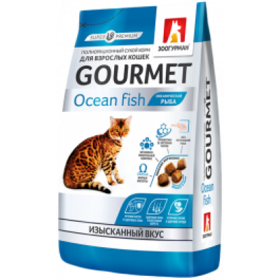 Корм для взрослых кошек океаническая рыба Зоогурман Gourmet 1,5 кг