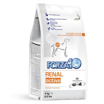 Сухой корм для взрослых собак всех пород при острой и хронической почечной недостаточности, хронической сердечной недостаточности Forza10 Renal Active 18/16,5 4 кг